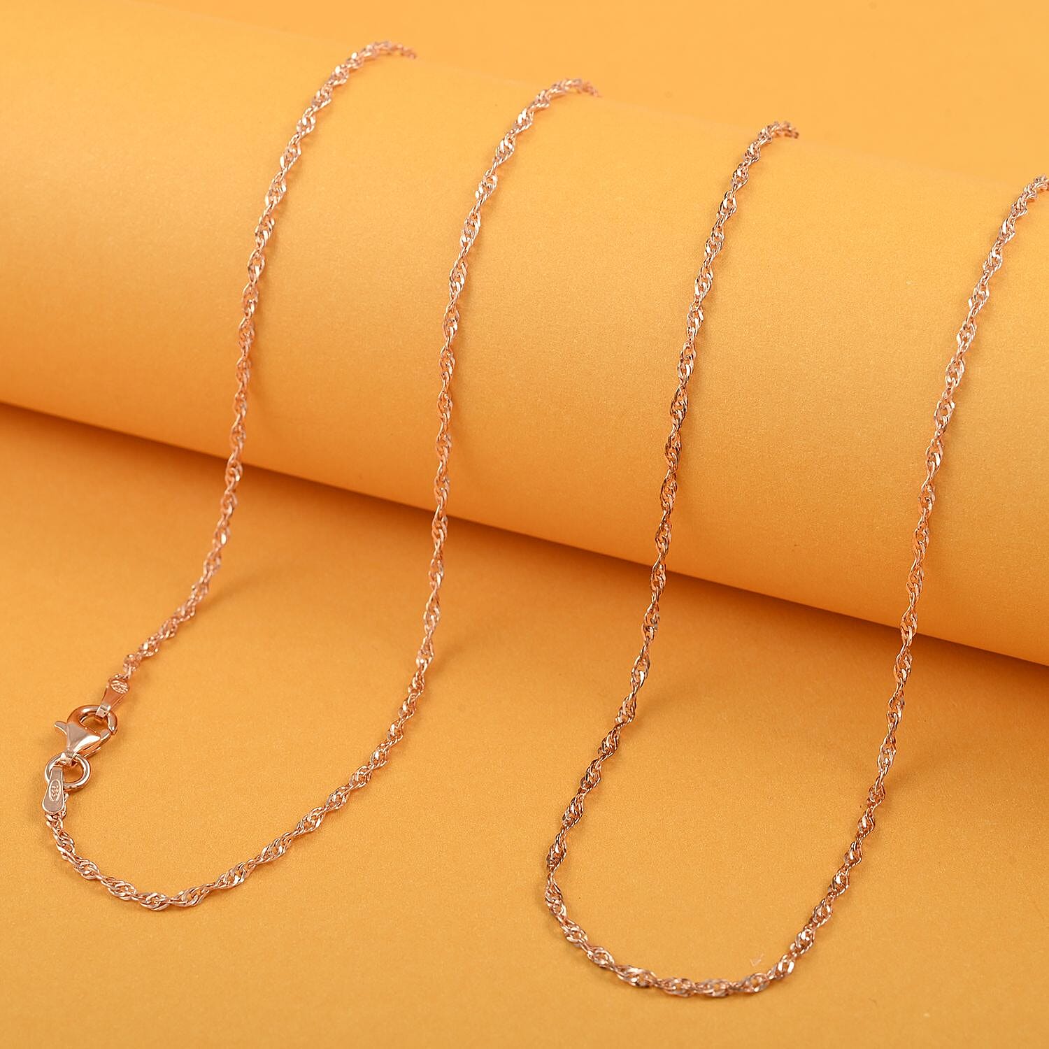 Italian 14K RG Over Sterling Silver .75mm Rope Necklace 30 Inches 3 Grams