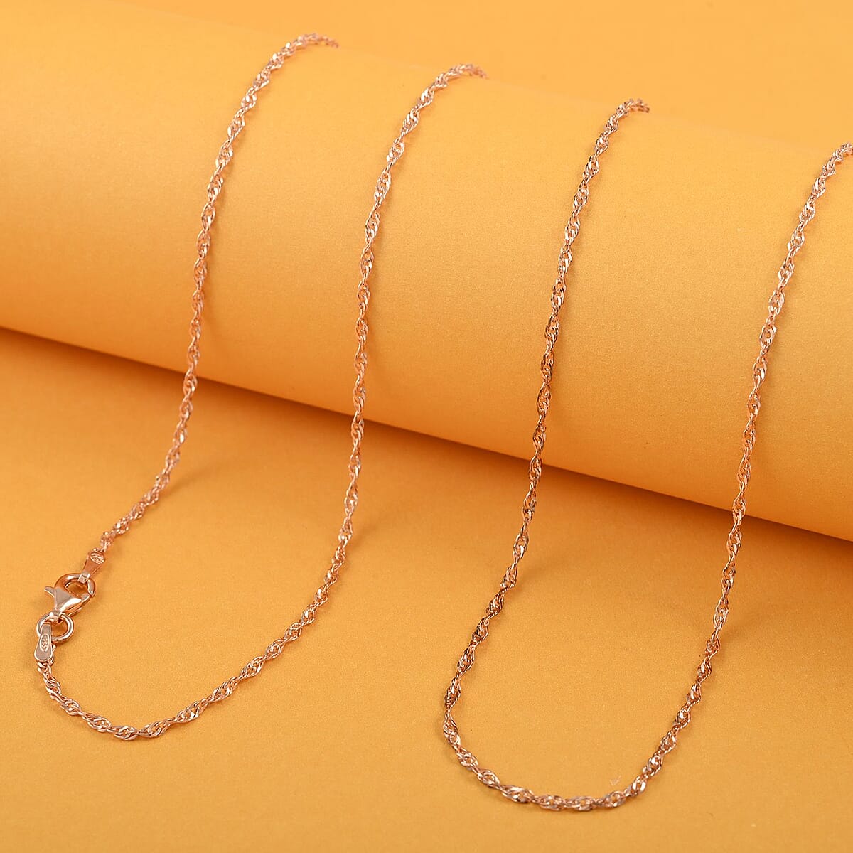 Italian 14K RG Over Sterling Silver .75mm Rope Necklace 30 Inches 3 Grams image number 1