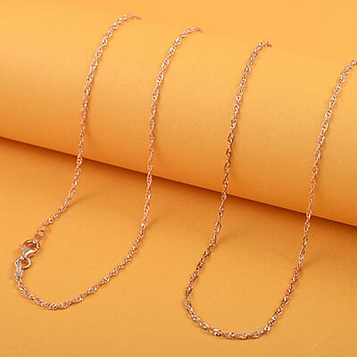 Italian 14K RG Over Sterling Silver .75mm Rope Necklace 30 Inches 3 Grams