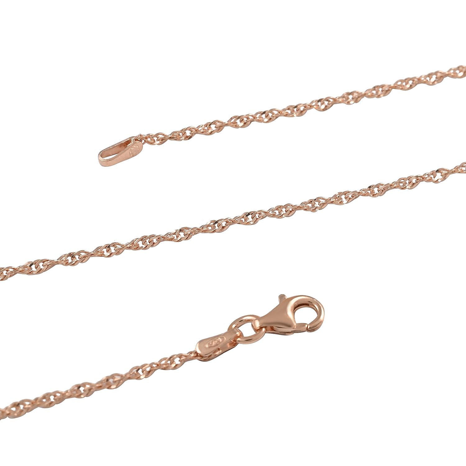 Italian 14K RG Over Sterling Silver .75mm Rope Necklace 30 Inches 3 Grams