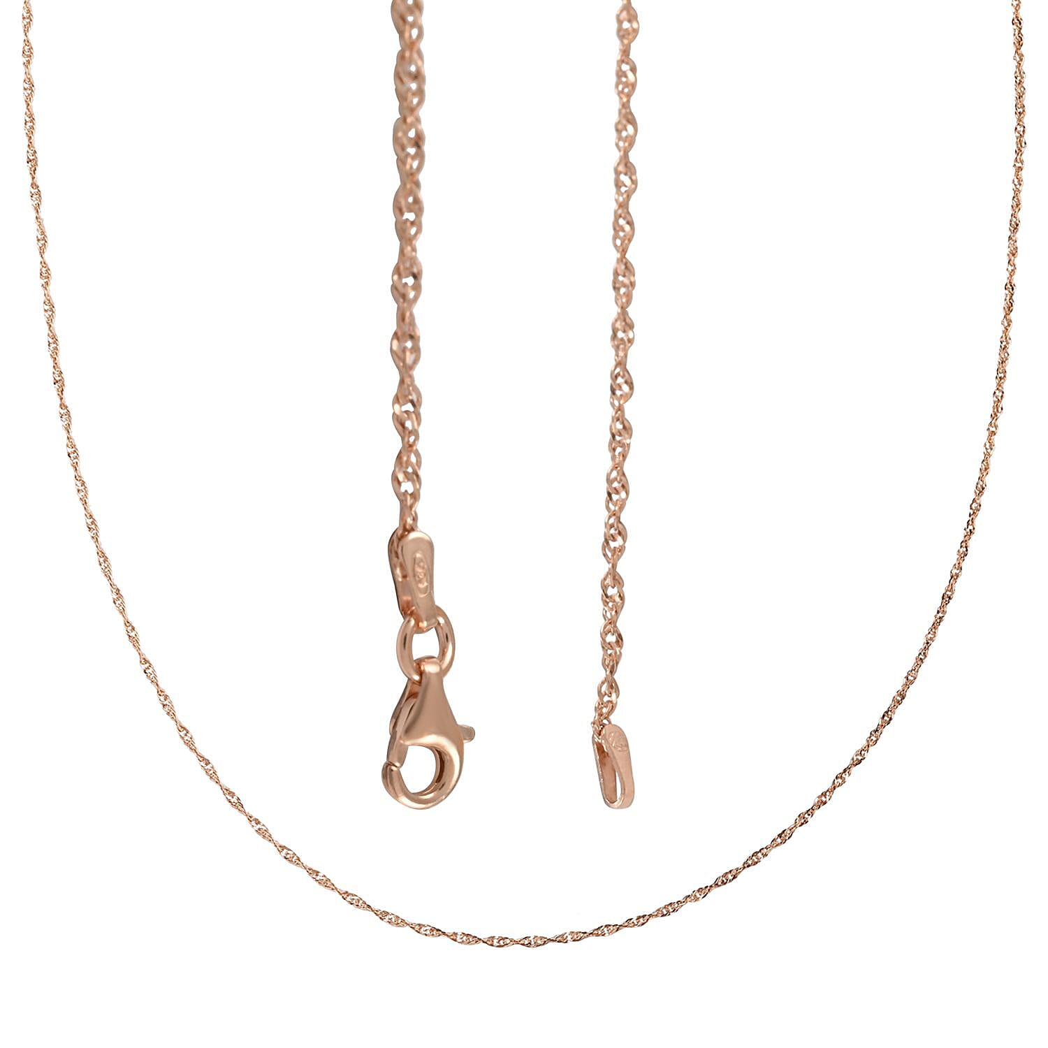 Italian 14K RG Over Sterling Silver .75mm Rope Necklace 30 Inches 3 Grams