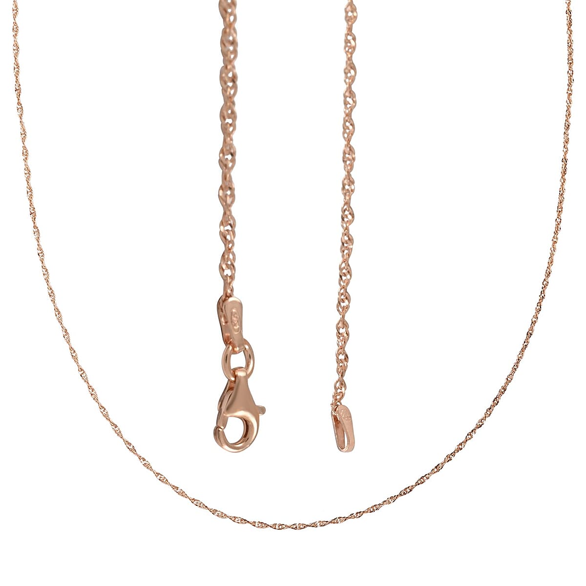 Italian 14K RG Over Sterling Silver .75mm Rope Necklace 30 Inches 3 Grams image number 4