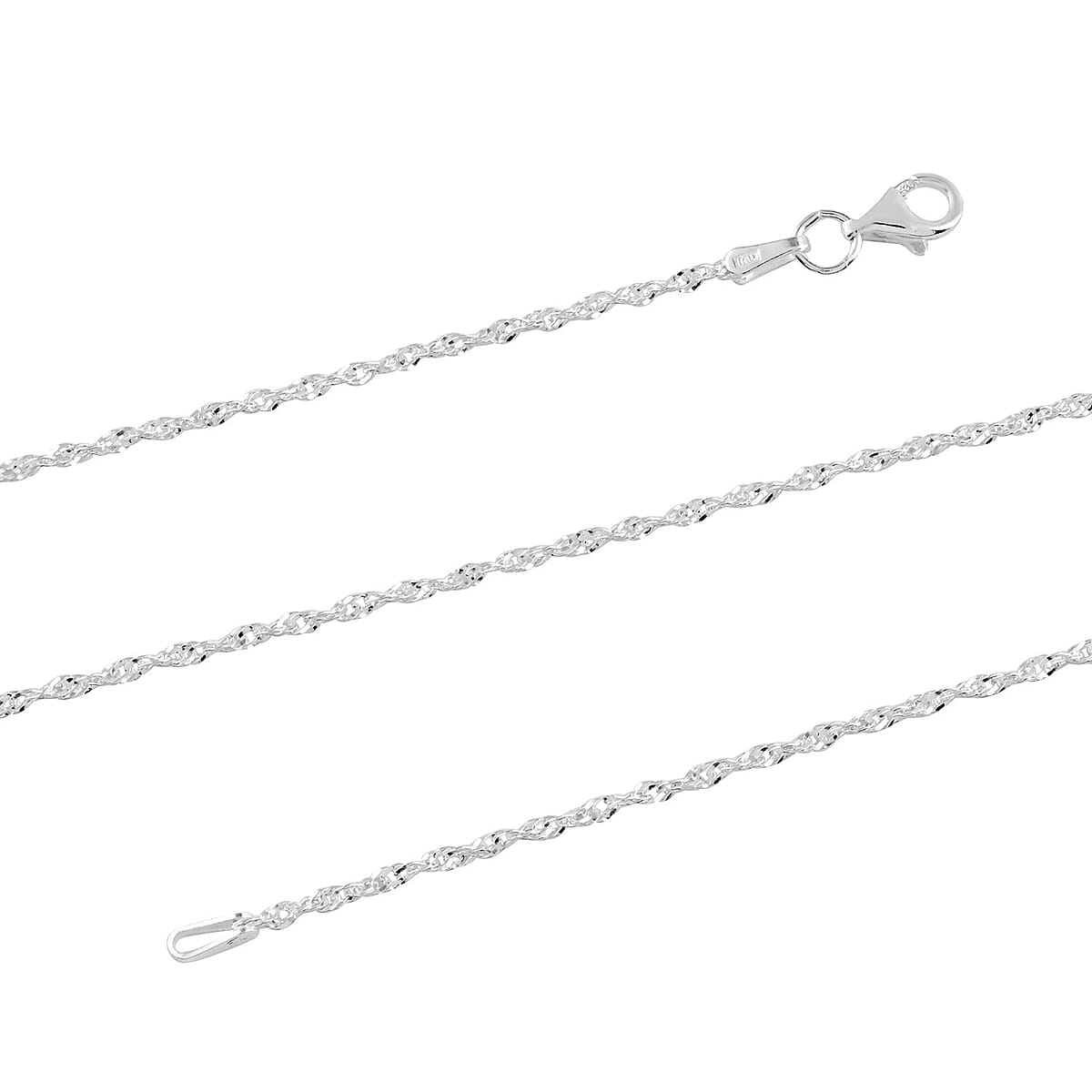 Italian Sterling Silver 1mm Rope Necklace (20 Inches) (2.90 g) image number 2