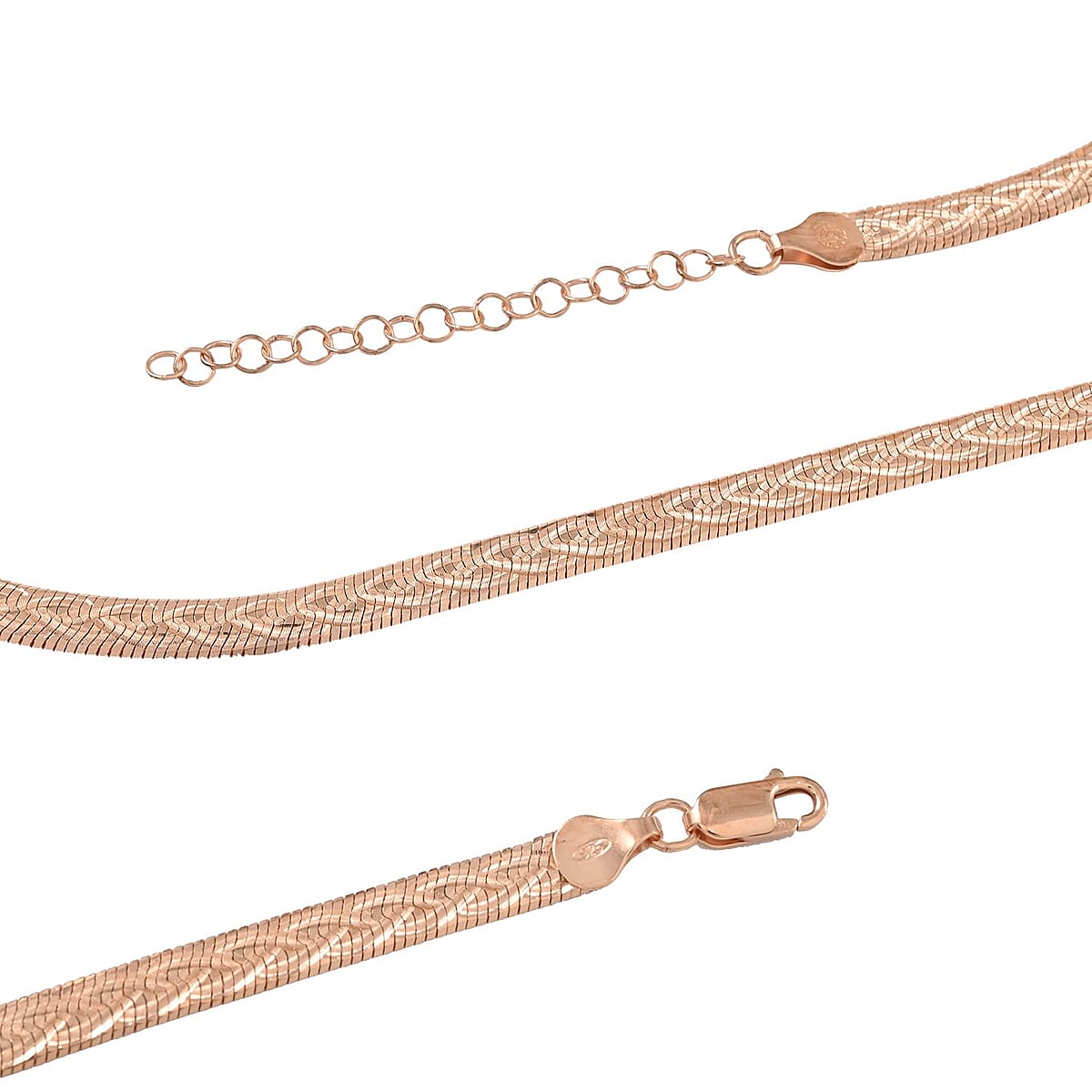 Italian 14K Rose Gold Over Sterling Silver 5.5mm Snake Chain Braided Design Necklace 18 Inches 12.80 Grams image number 2
