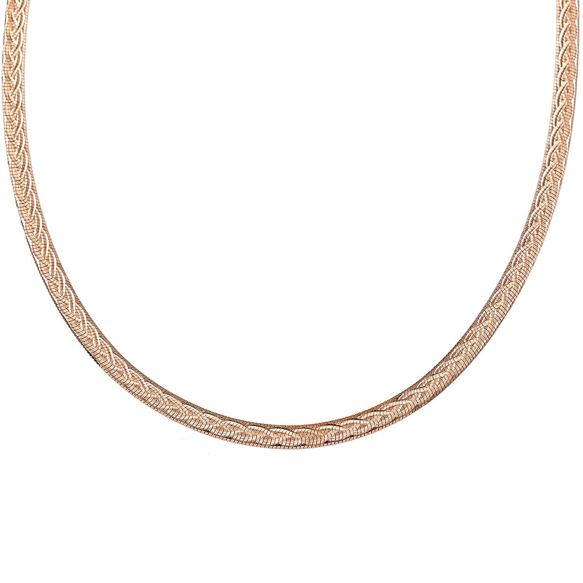 Italian 14K Rose Gold Over Sterling Silver 5.5mm Snake Chain Braided Design Necklace 18 Inches 12.80 Grams image number 3