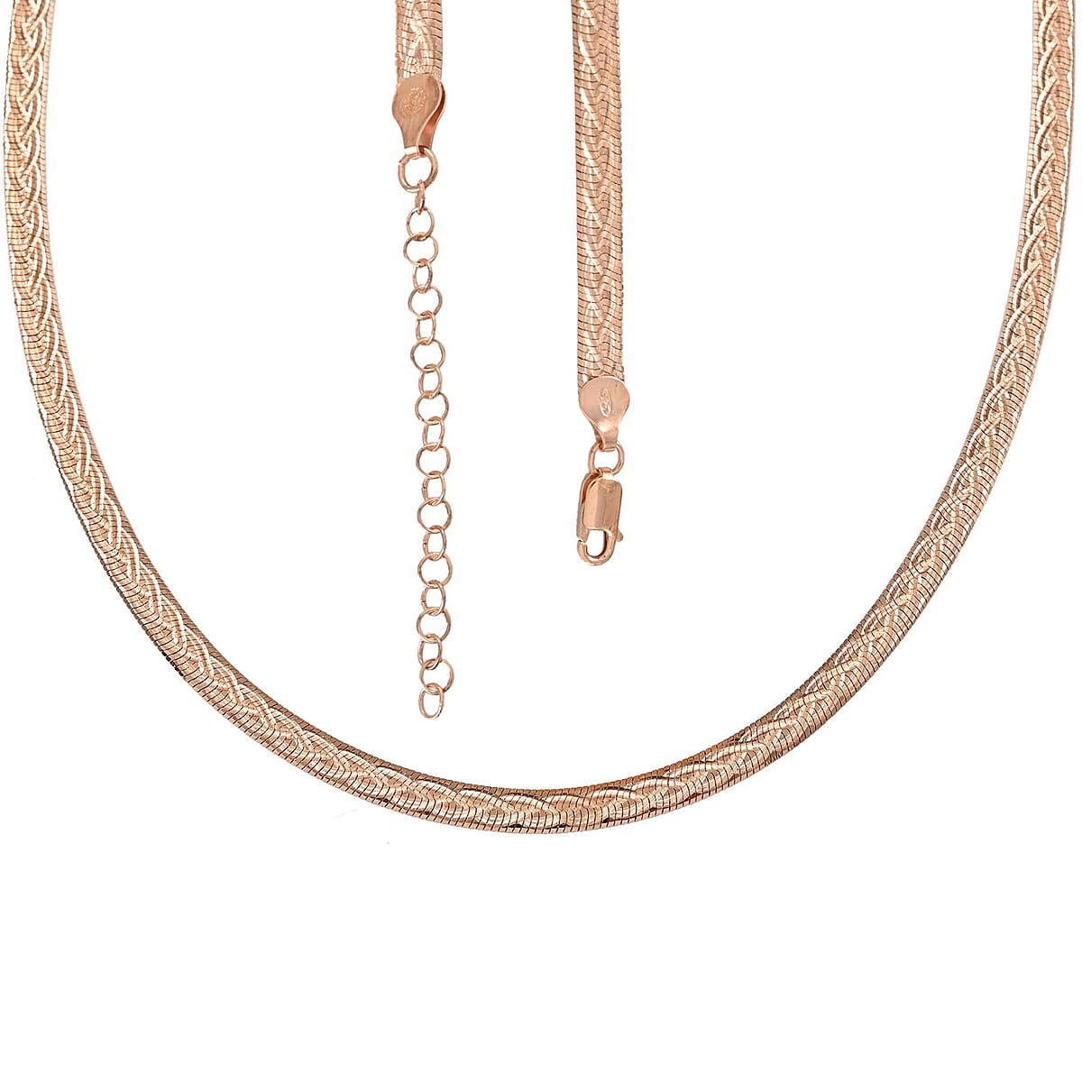 Italian 14K Rose Gold Over Sterling Silver 5.5mm Snake Chain Braided Design Necklace 18 Inches 12.80 Grams image number 4