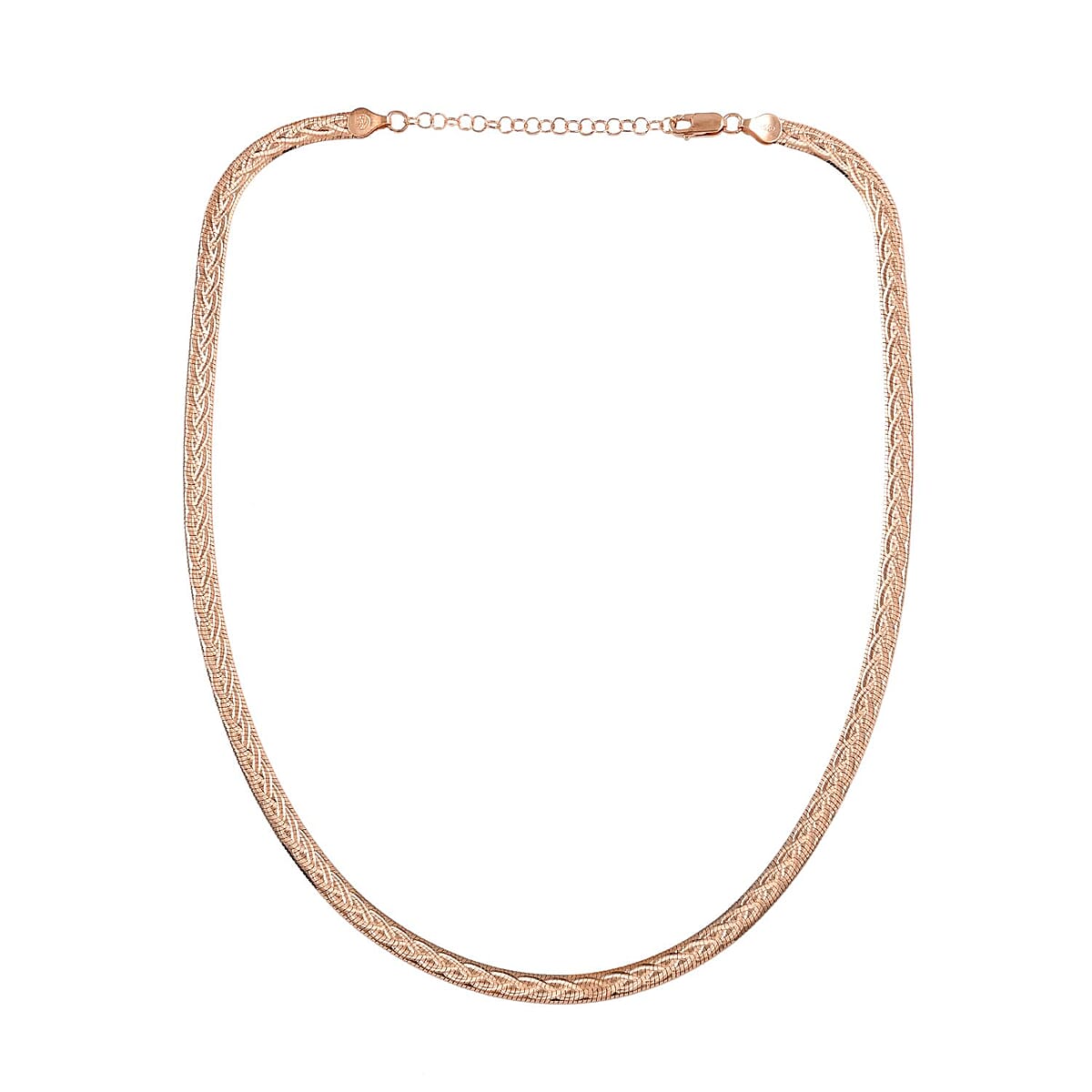 Italian 14K Rose Gold Over Sterling Silver 5.5mm Snake Chain Braided Design Necklace 18 Inches 12.80 Grams image number 5