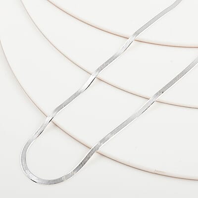 Italian Herringbone Necklace in Sterling Silver, Silver Necklace, Birthday Gifts for Her (18 Inches)