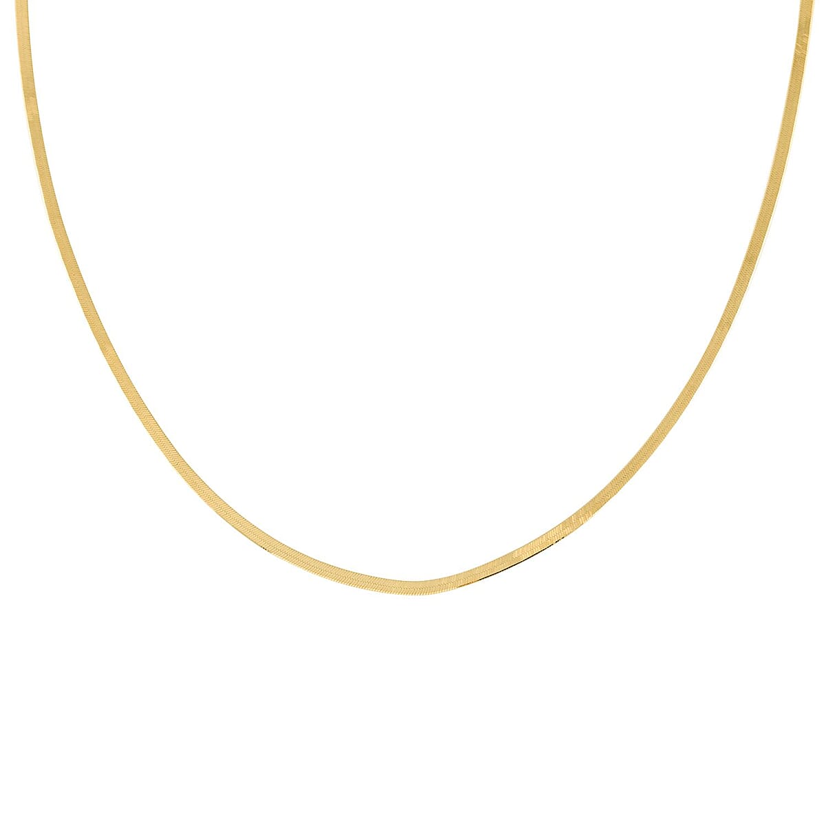 Italian 14K Yellow Gold Over Sterling Silver 2.3mm Herringbone Necklace 18 Inches 3.50 Grams image number 2