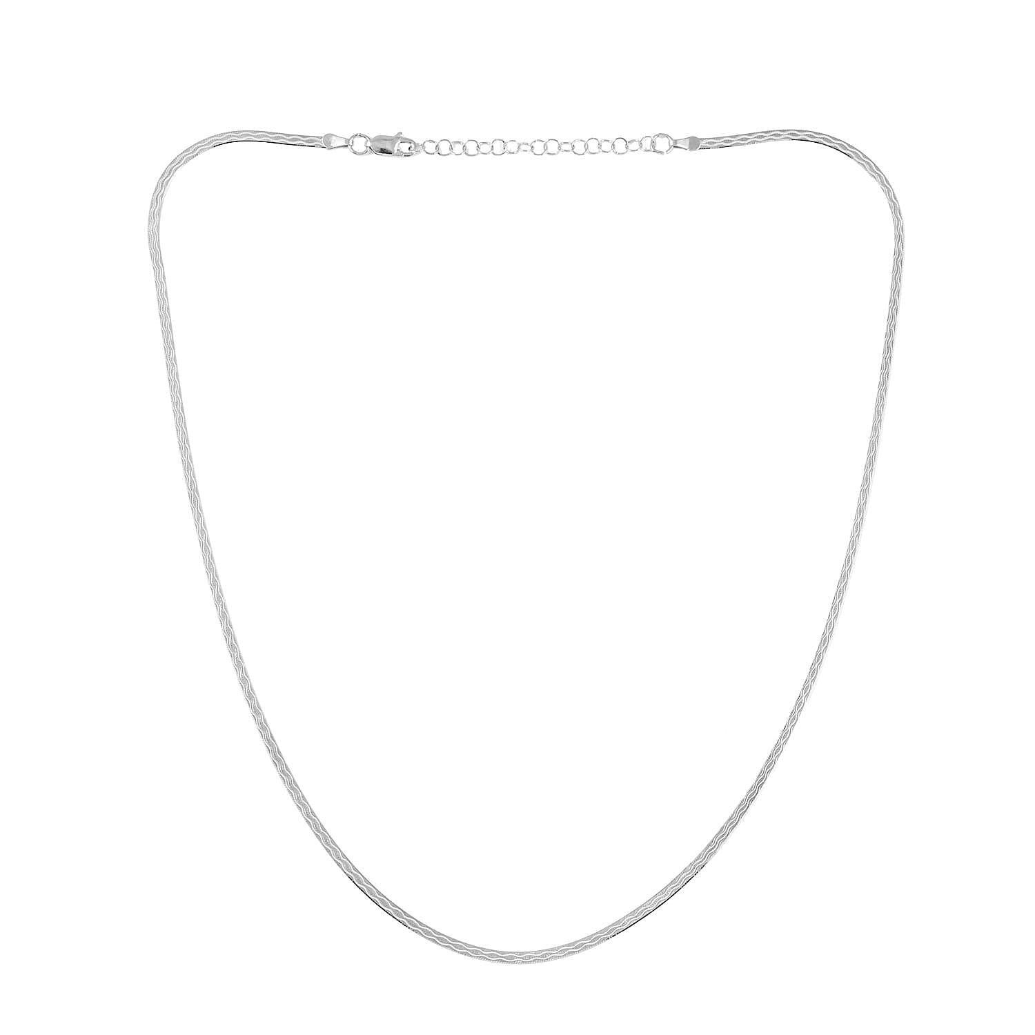 Italian Sterling Silver Herringbone Necklace 18 Inches 3.30 Grams