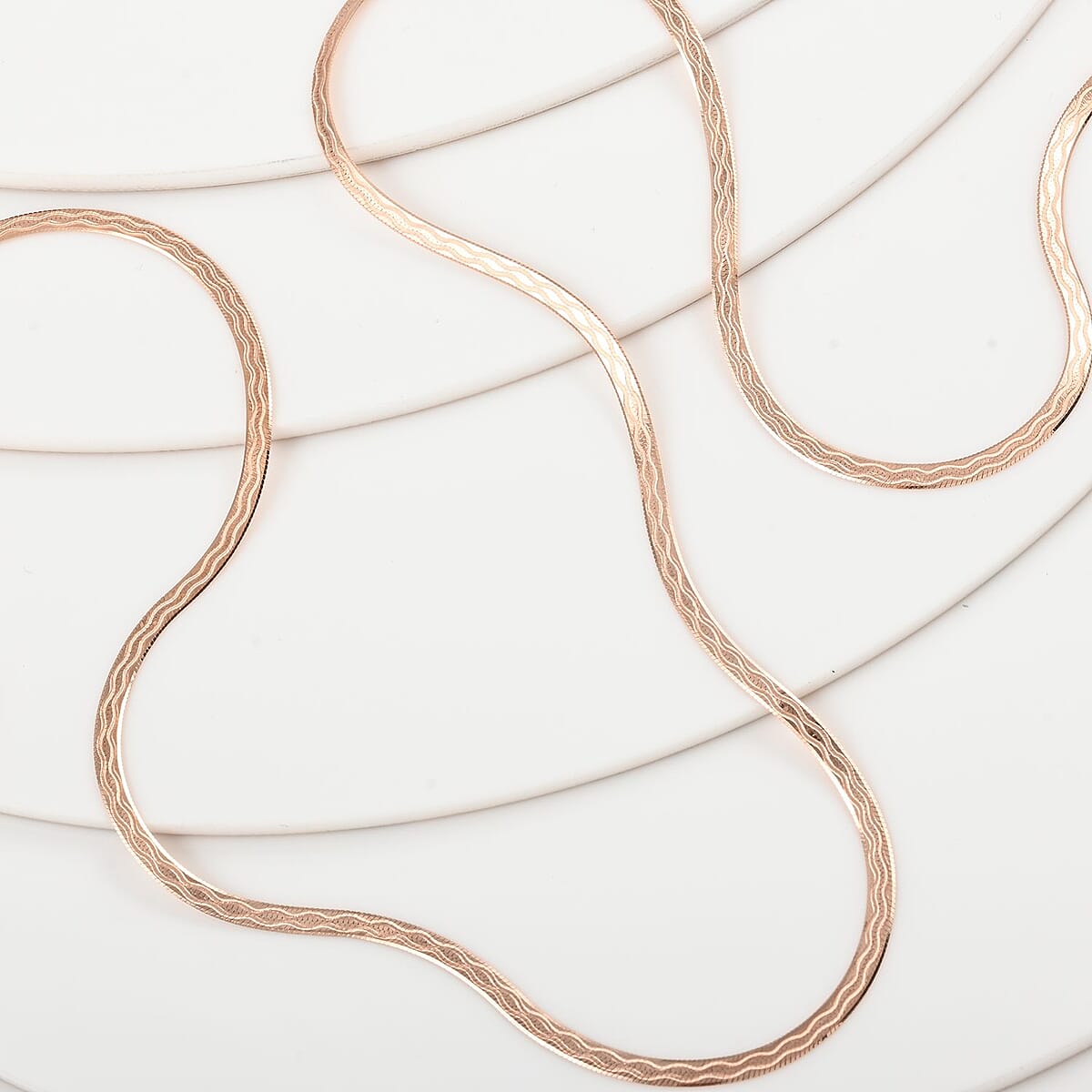 Italian 14K Rose Gold Over Sterling Silver Herringbone Necklace 18 Inches 3.30 Grams image number 1