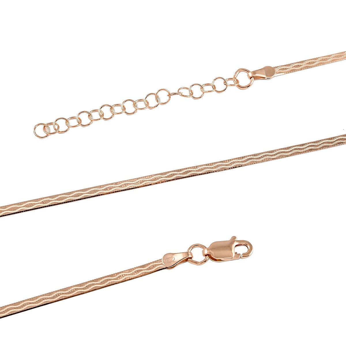 Italian 14K Rose Gold Over Sterling Silver Herringbone Necklace 18 Inches 3.30 Grams image number 2