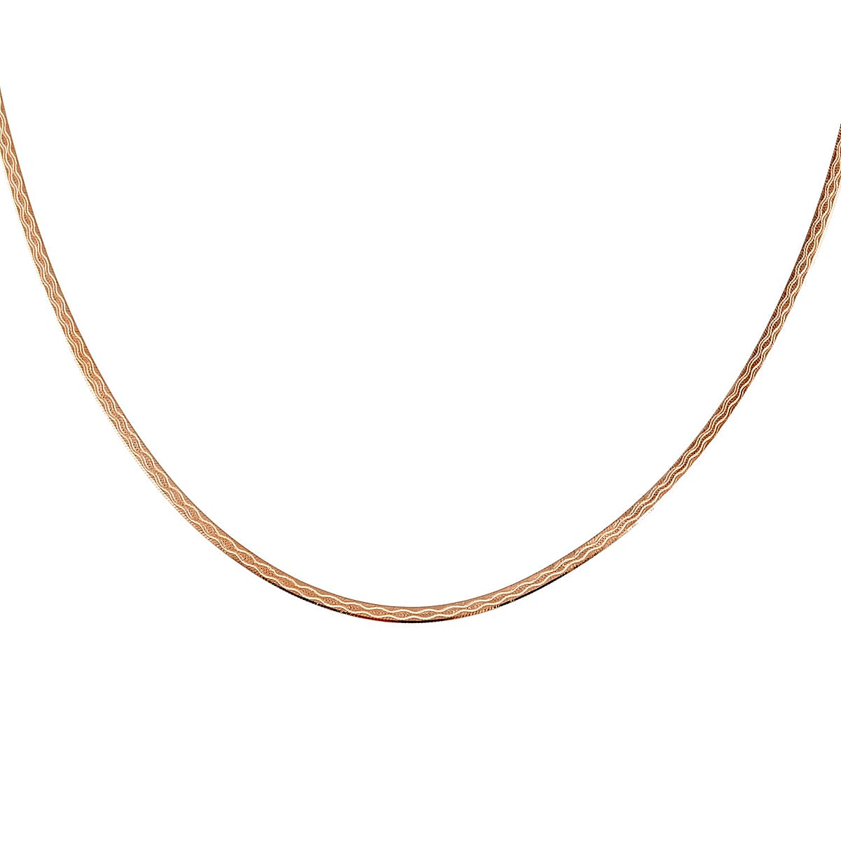 Italian 14K Rose Gold Over Sterling Silver Herringbone Necklace 18 Inches 3.30 Grams image number 3