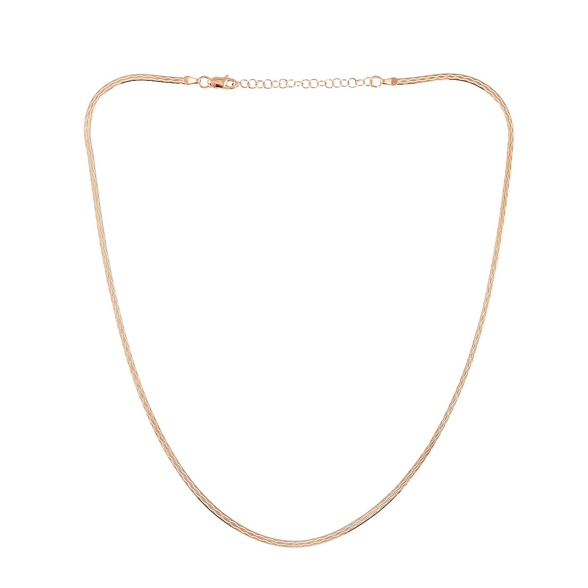 Italian 14K Rose Gold Over Sterling Silver Herringbone Necklace 18 Inches 3.30 Grams image number 4