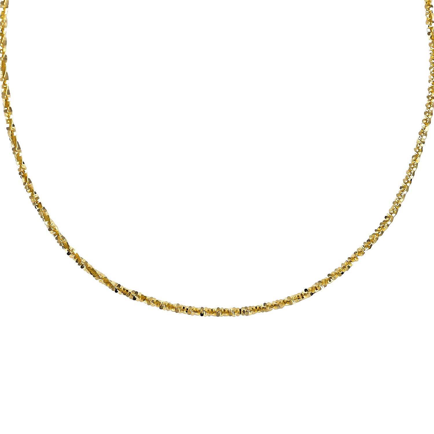 Italian 14K Yellow Gold Over Sterling Silver 2.1mm Diamond Cut Rock Necklace 24 Inches 9.40 Grams