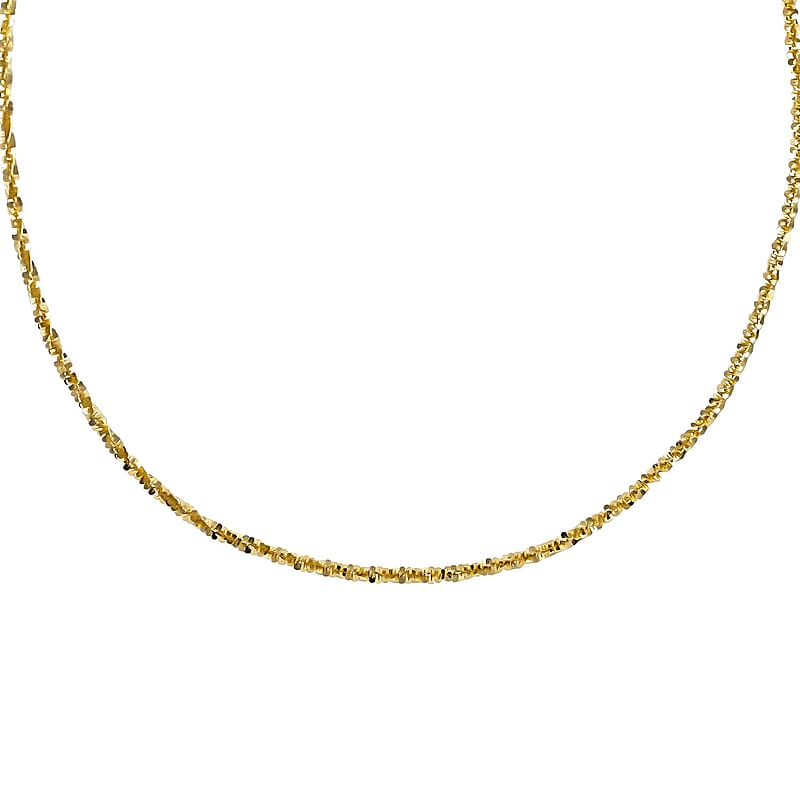 Italian 14K Yellow Gold Over Sterling Silver 2.1mm Diamond Cut Rock Necklace 24 Inches 9.40 Grams