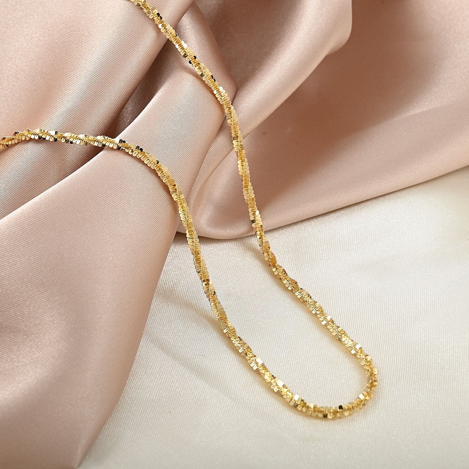 Italian 14K Yellow Gold Over Sterling Silver 2.1mm Diamond Cut Rock Necklace 24 Inches 9.40 Grams
