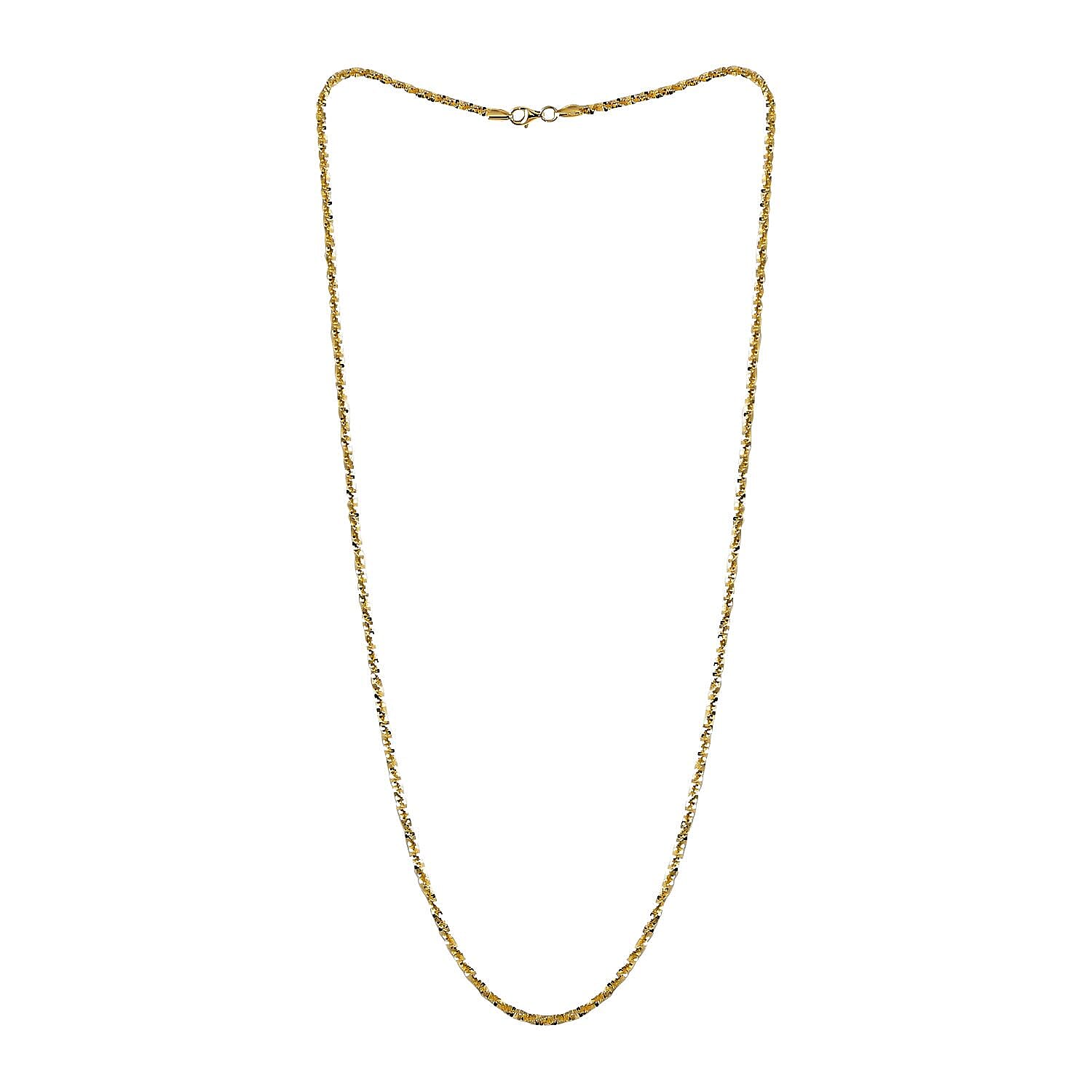 Italian 14K Yellow Gold Over Sterling Silver 2.1mm Diamond Cut Rock Necklace 24 Inches 9.40 Grams