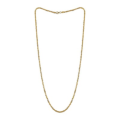 Italian 14K Yellow Gold Over Sterling Silver 2.1mm Diamond Cut Rock Necklace 24 Inches 9.40 Grams