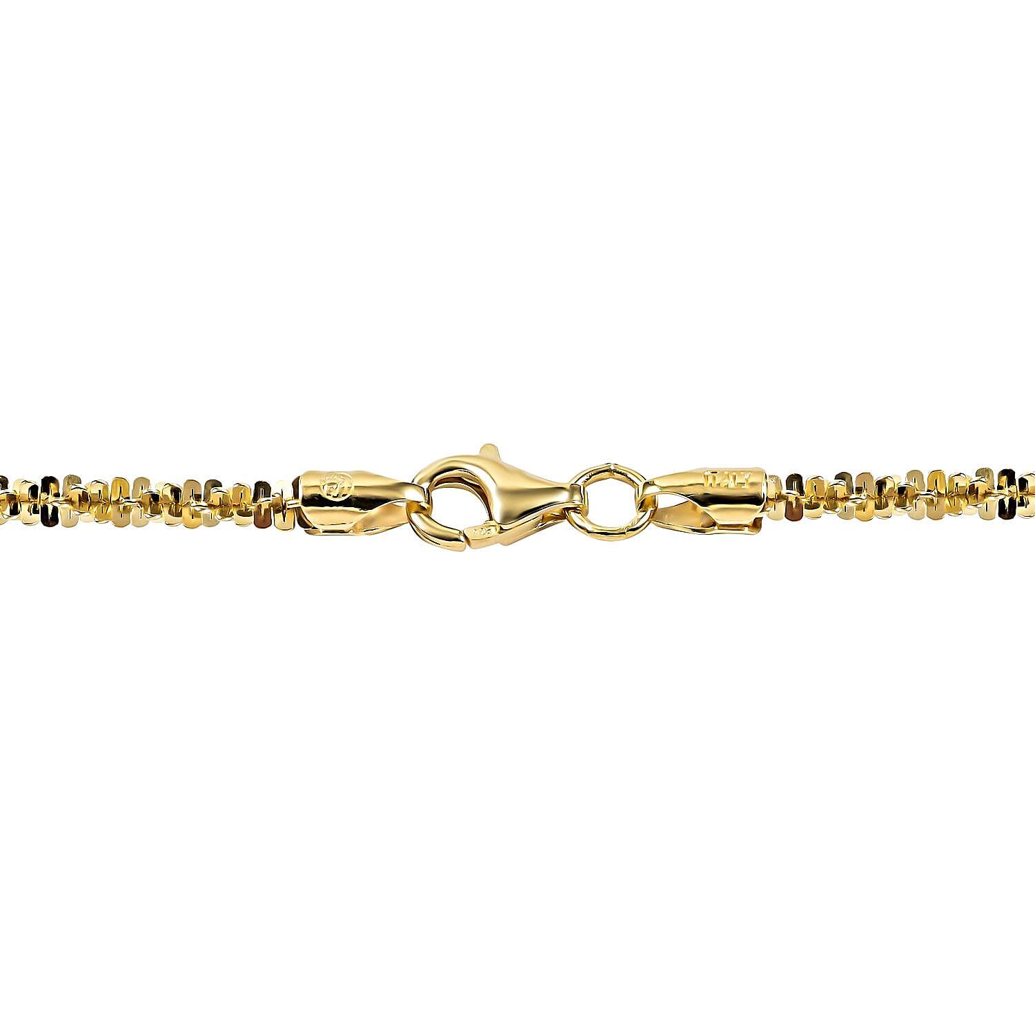Italian 14K Yellow Gold Over Sterling Silver 2.1mm Diamond Cut Rock Necklace 24 Inches 9.40 Grams