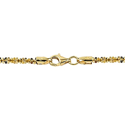 Italian 14K Yellow Gold Over Sterling Silver 2.1mm Diamond Cut Rock Necklace 24 Inches 9.40 Grams