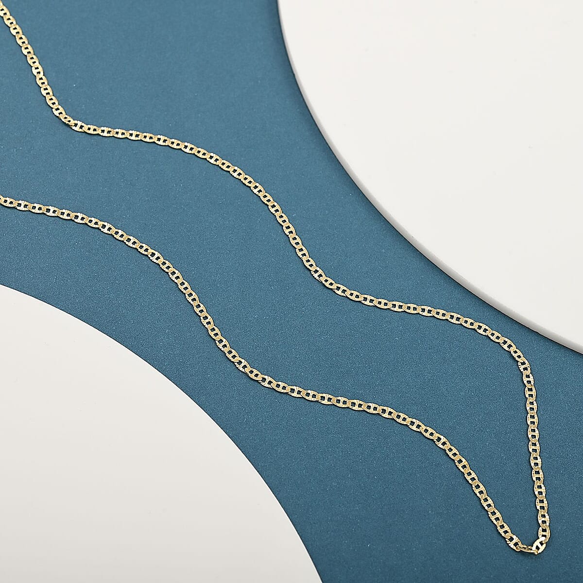 Italian 14K Yellow Gold Over Sterling Silver 2mm Diamond Cut Mariner Chain Necklace 20 Inches 3 Grams image number 1