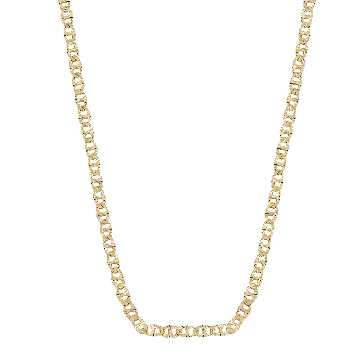 Italian 14K Yellow Gold Over Sterling Silver 2mm Diamond Cut Mariner Chain Necklace 20 Inches 3 Grams image number 3