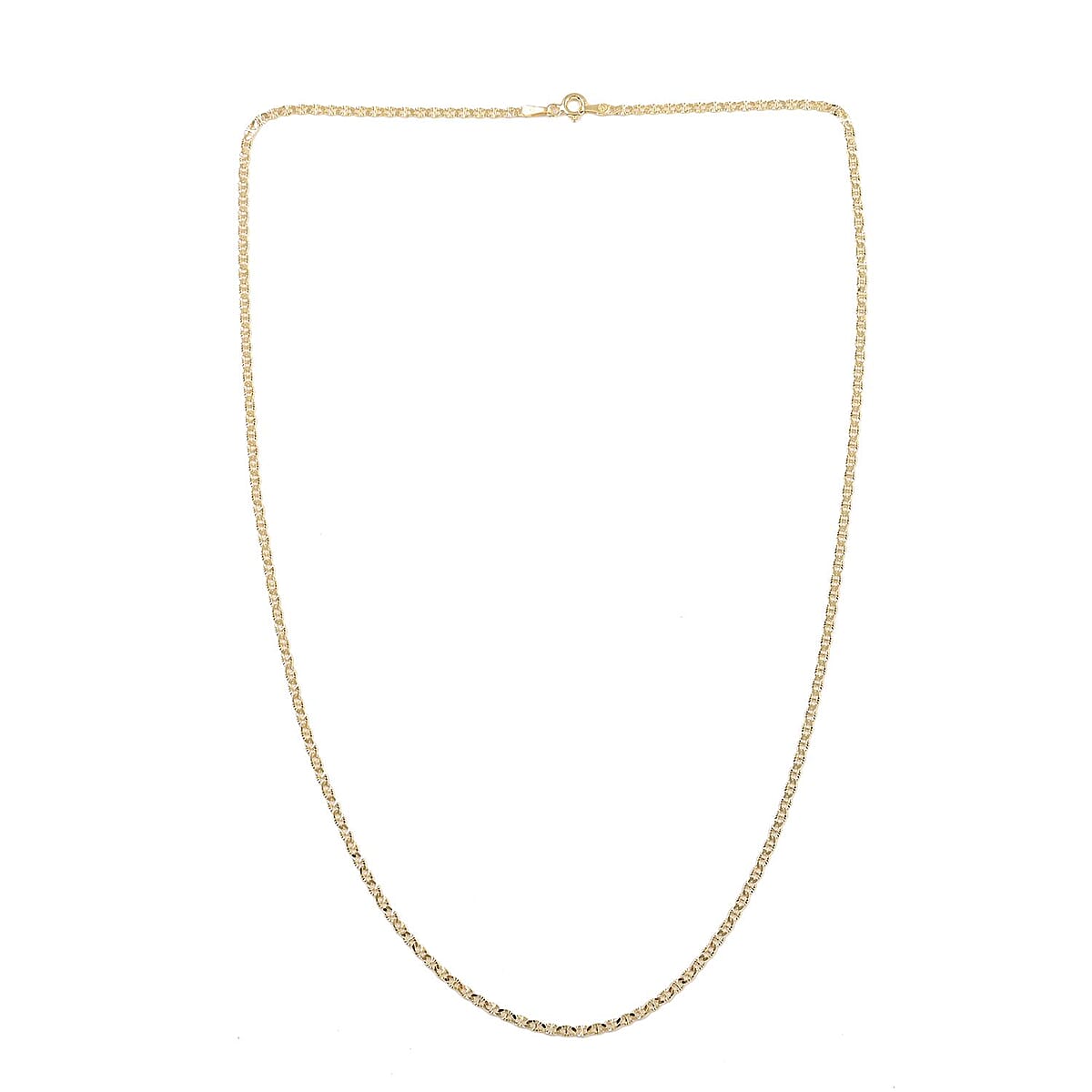 Italian 14K Yellow Gold Over Sterling Silver 2mm Diamond Cut Mariner Chain Necklace 20 Inches 3 Grams image number 5