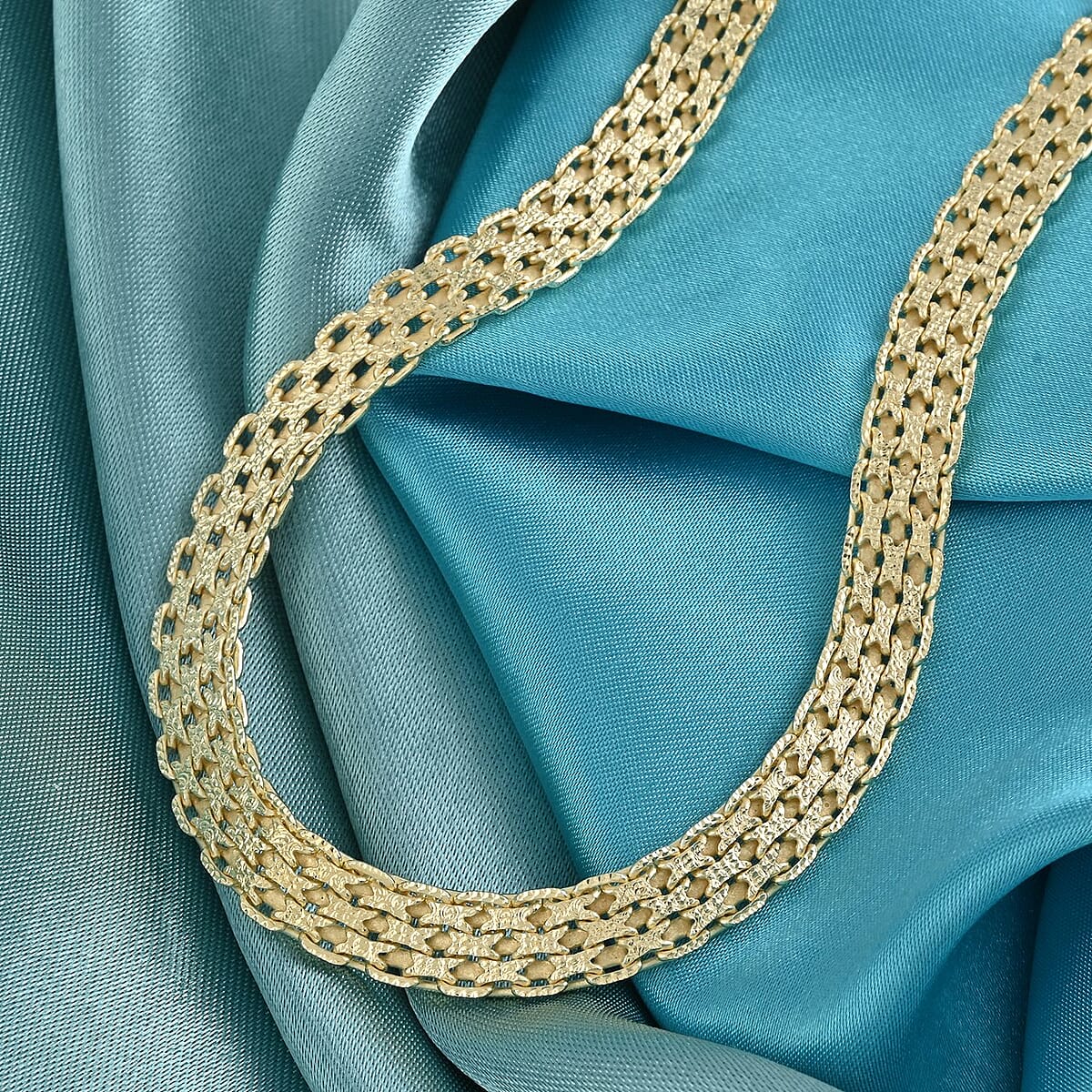 Italian 14K Yellow Gold Over Sterling Silver 8mm Bismark Link Necklace 18 Inches 28.5 Grams image number 1