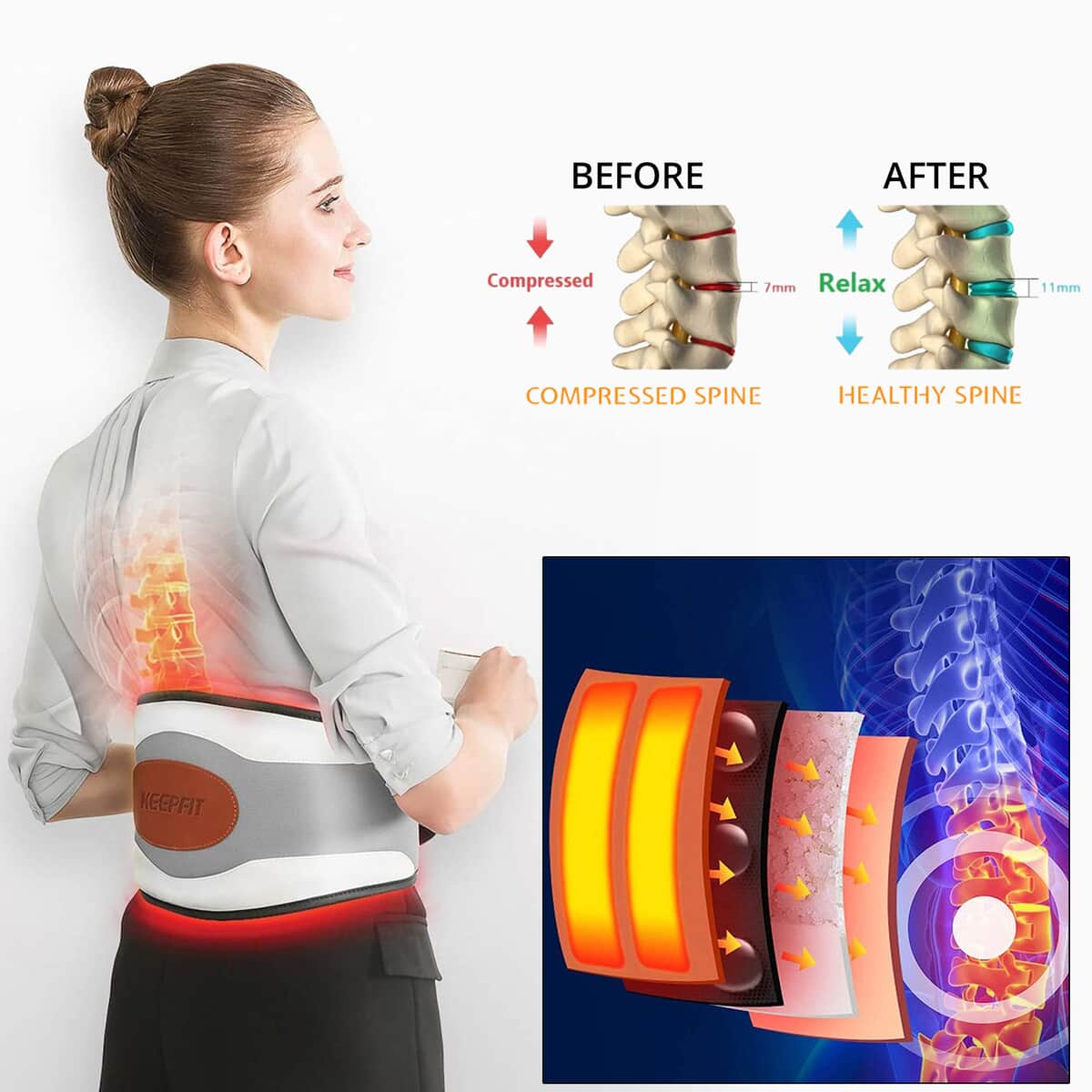 Best Beauty Finds 8 IN 1 Heat Compression Cordless Magnet Therapy Pain Relieving Belt image number 6