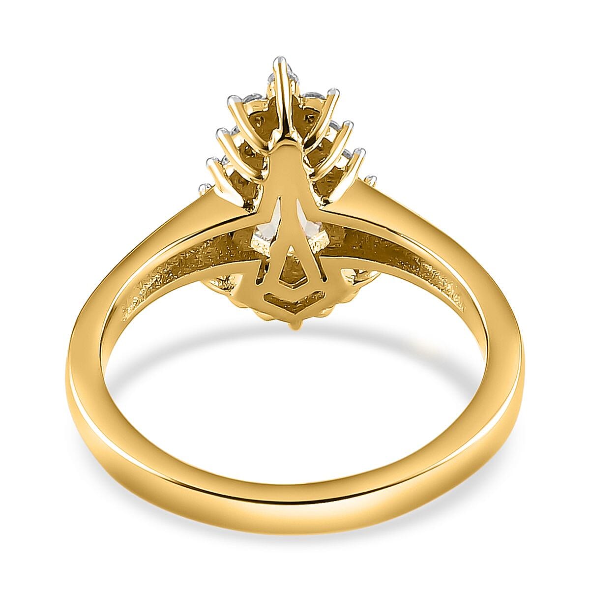 Turkizite and White Zircon 1.23 ctw Ring in 18K Vermeil Yellow Gold Over Sterling Silver (Size 10.0)