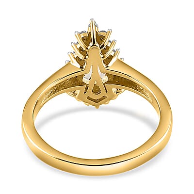 Turkizite and White Zircon 1.23 ctw Ring in 18K Vermeil Yellow Gold Over Sterling Silver (Size 10.0)