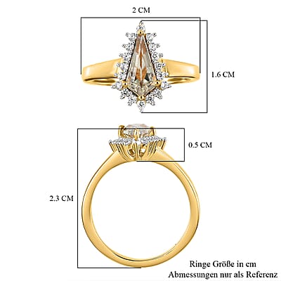 Turkizite and White Zircon 1.23 ctw Ring in 18K Vermeil Yellow Gold Over Sterling Silver (Size 10.0)