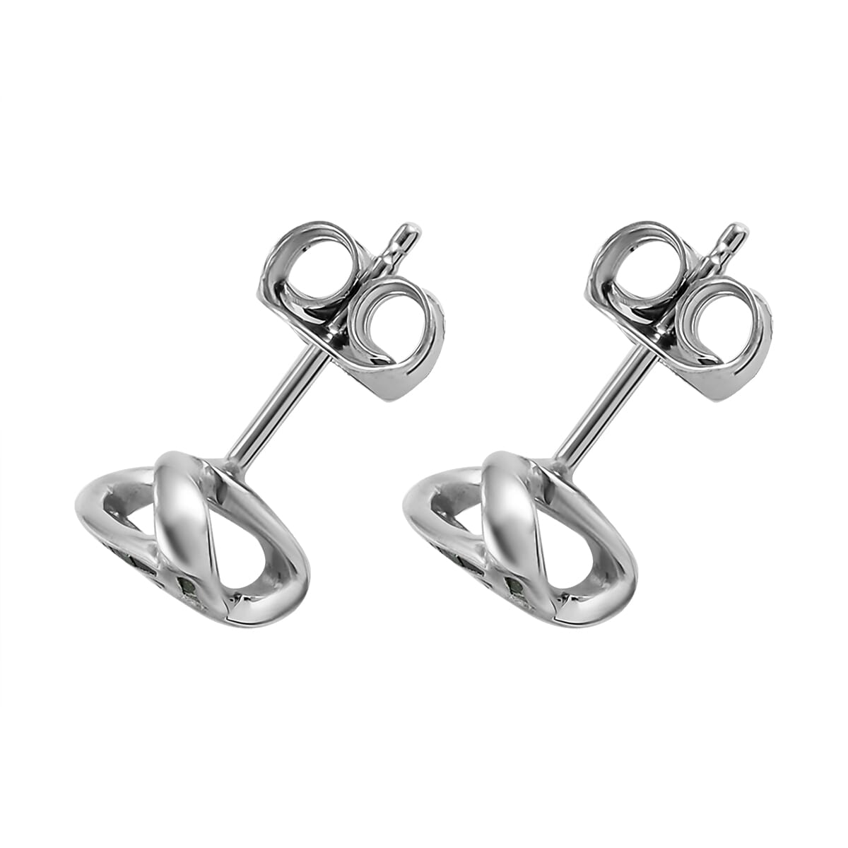 Green Diamond Knotted Stud Earrings in Platinum Over Sterling Silver 0.15 ctw image number 3