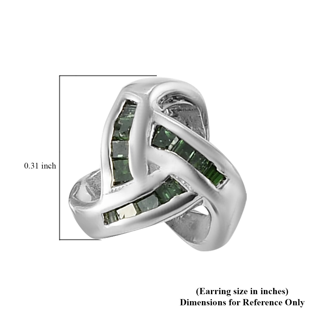 Green Diamond Knotted Stud Earrings in Platinum Over Sterling Silver 0.15 ctw image number 4