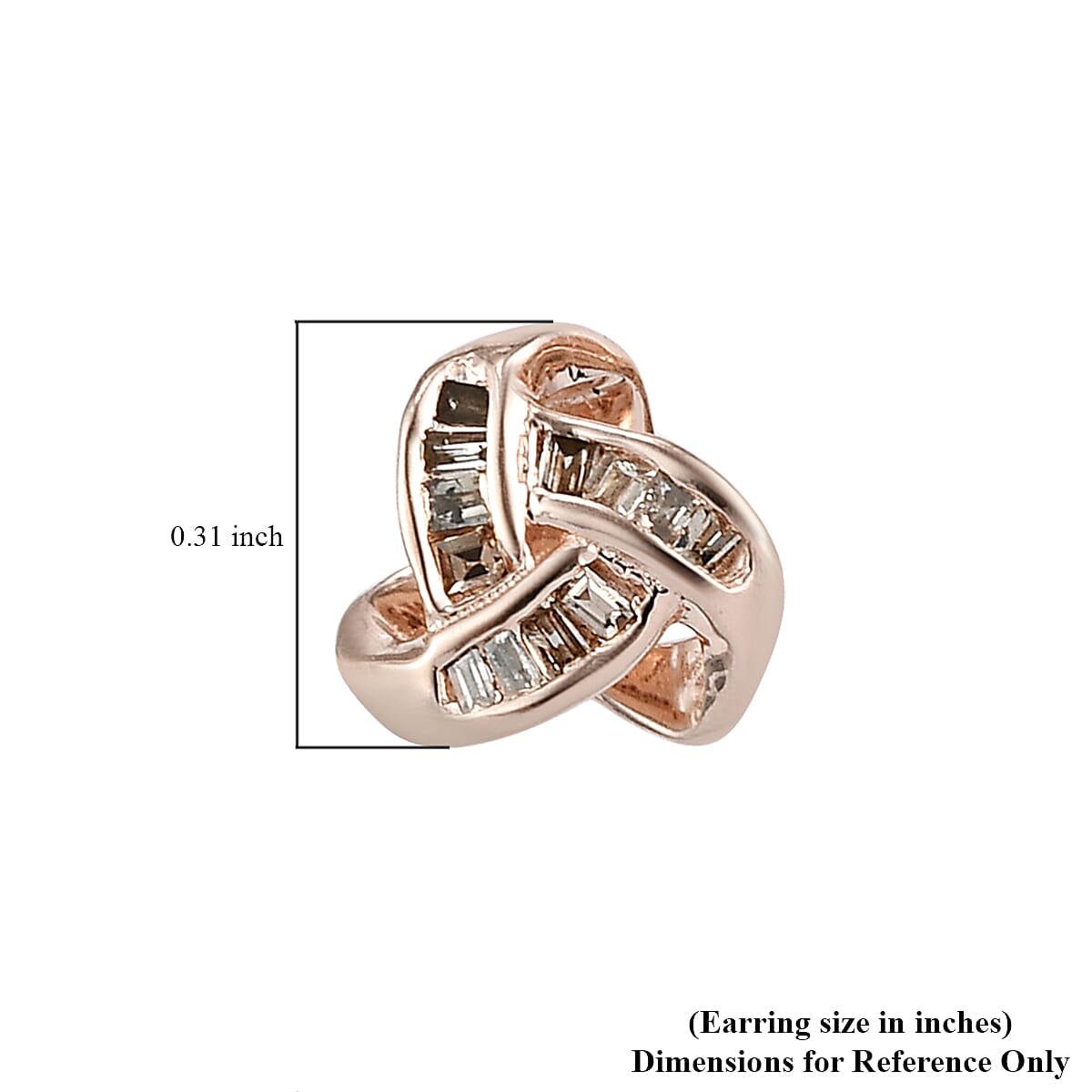 Natural Champagne Diamond Knotted Stud Earrings in Vermeil Rose Gold Over Sterling Silver 0.15 ctw