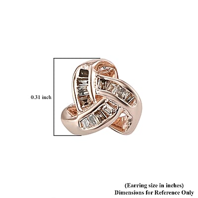 Natural Champagne Diamond Knotted Stud Earrings in Vermeil Rose Gold Over Sterling Silver 0.15 ctw