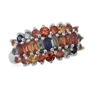 Multi Sapphire Ring in Sterling Silver (Size 10.0) 2.80 ctw