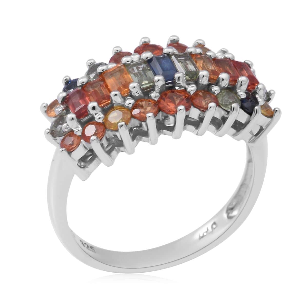 Multi Sapphire Ring in Sterling Silver (Size 10.0) 2.80 ctw image number 2