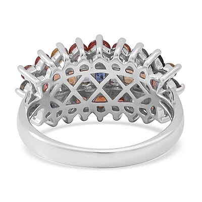 Multi Sapphire Ring in Sterling Silver (Size 10.0) 2.80 ctw