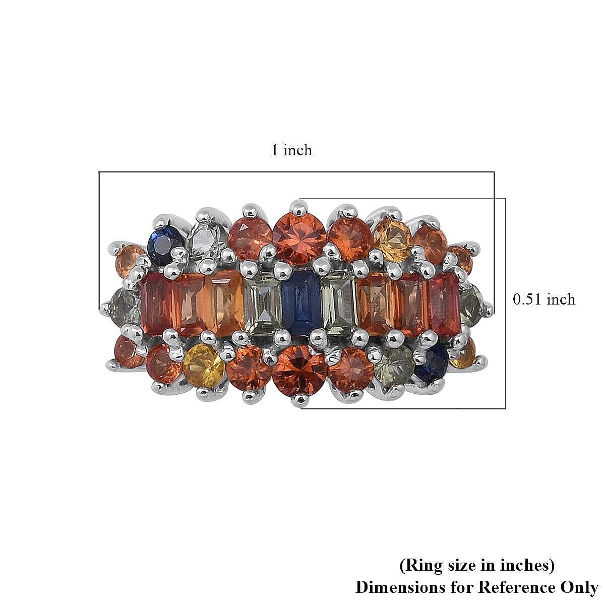 Multi Sapphire Ring in Sterling Silver (Size 10.0) 2.80 ctw