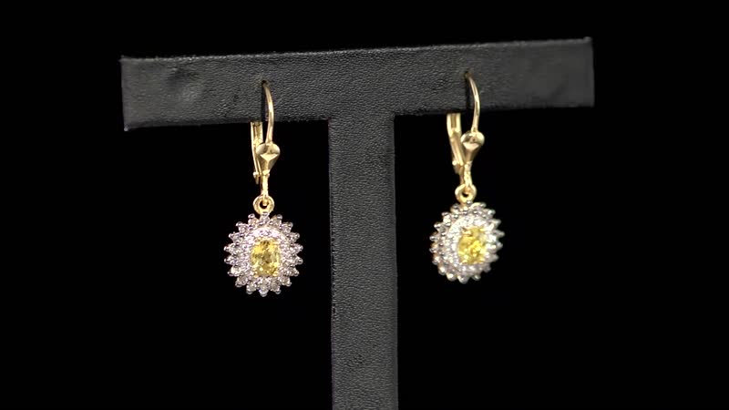 AAA Tanzanian Canary Tourmaline, White and Champagne Zircon Earrings in Vermeil Yellow Gold Over Sterling Silver 1.50 ctw