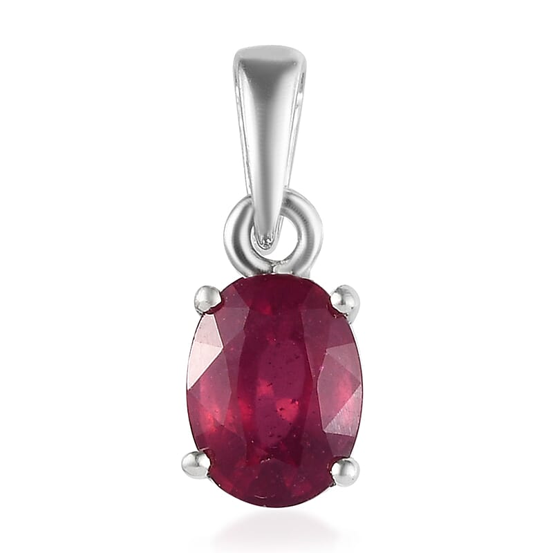 Niassa Ruby (FF) Solitaire Pendant in Platinum Over Sterling Silver 1.85 ctw