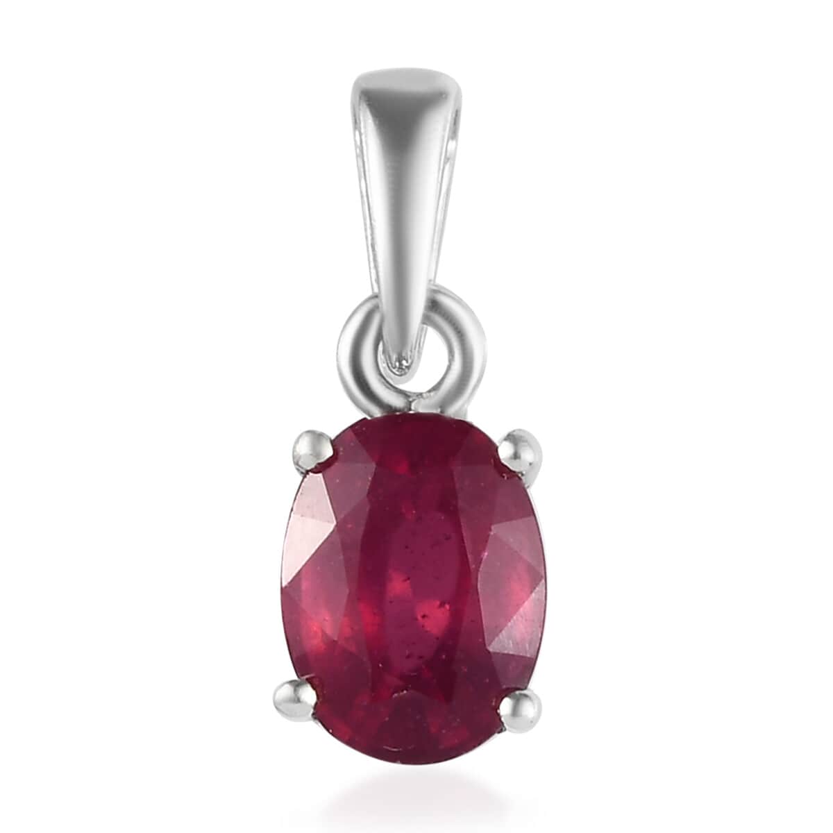 Niassa Ruby (FF) Solitaire Pendant in Platinum Over Sterling Silver 1.85 ctw image number 0