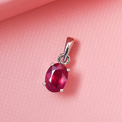 Niassa Ruby (FF) Solitaire Pendant in Platinum Over Sterling Silver 1.85 ctw