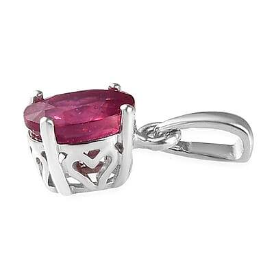 Niassa Ruby (FF) Solitaire Pendant in Platinum Over Sterling Silver 1.85 ctw