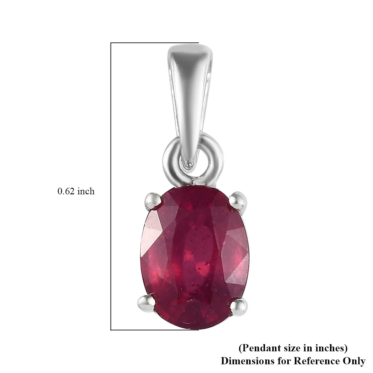 Niassa Ruby (FF) Solitaire Pendant in Platinum Over Sterling Silver 1.85 ctw