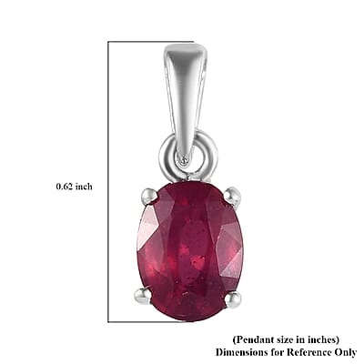 Niassa Ruby (FF) Solitaire Pendant in Platinum Over Sterling Silver 1.85 ctw