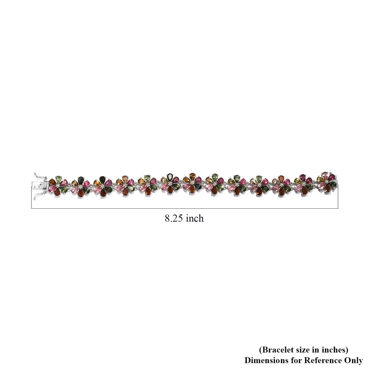Multi-Tourmaline Floral Bracelet in Platinum Over Sterling Silver (8.00 In) 18.05 Grams 29.40 ctw image number 4