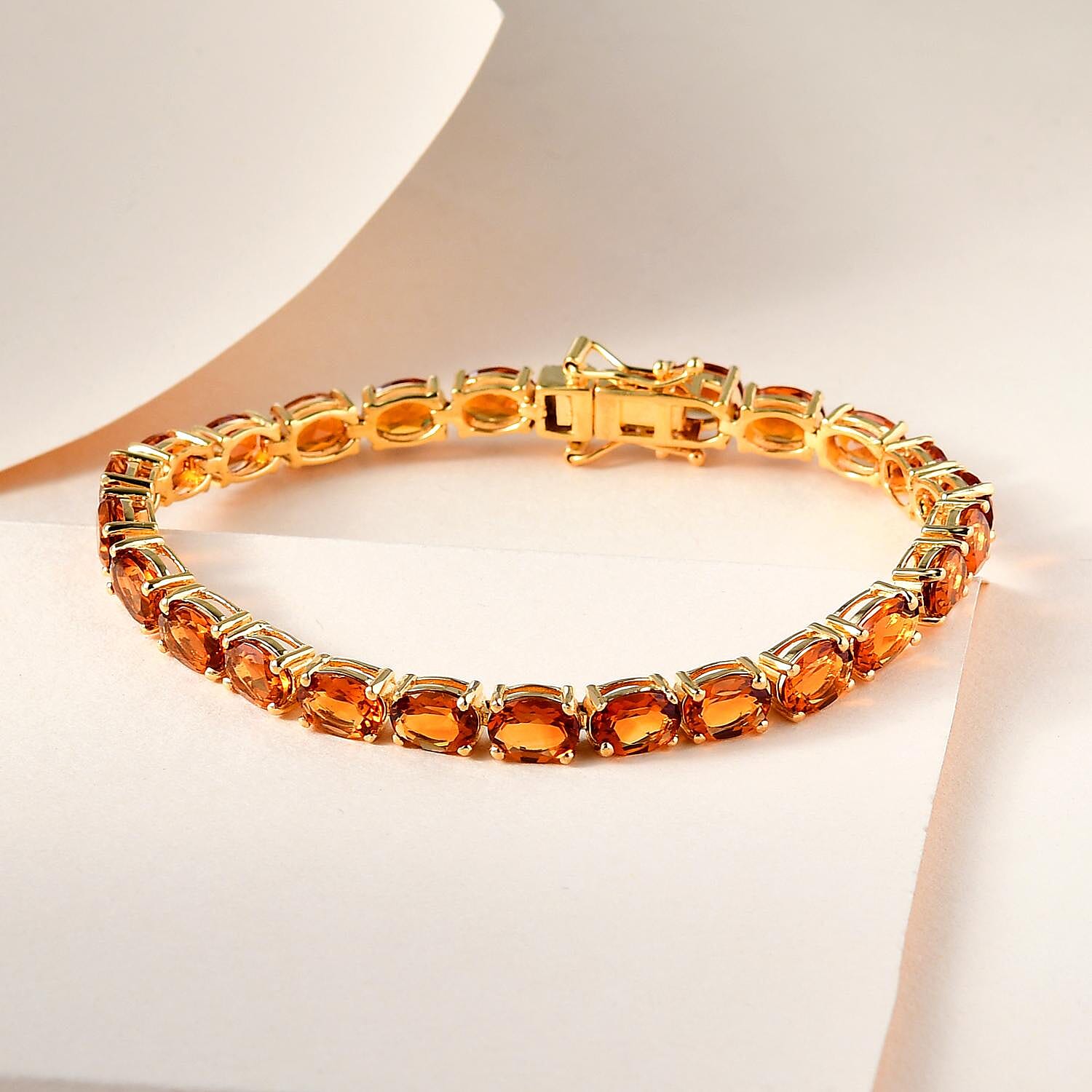 Santa Ana Madeira Citrine Tennis Bracelet in Vermeil Yellow Gold Over Sterling Silver (6.50 In) 10.35 Grams 15.85 ctw